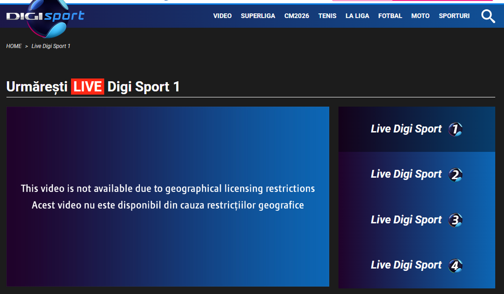 Digi Sport Geoblocking